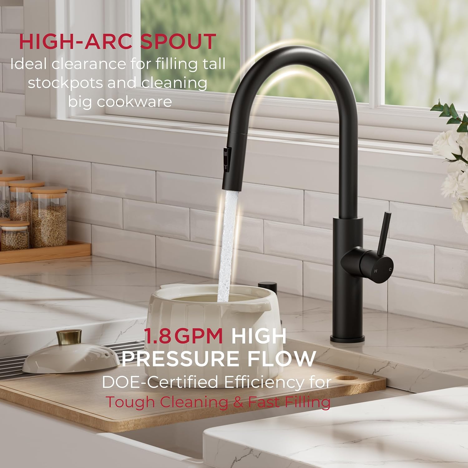 Detalle 1 de FORIOUS FF0082B-SD Kitchen Faucet with Soap Dispenser, Matte Black