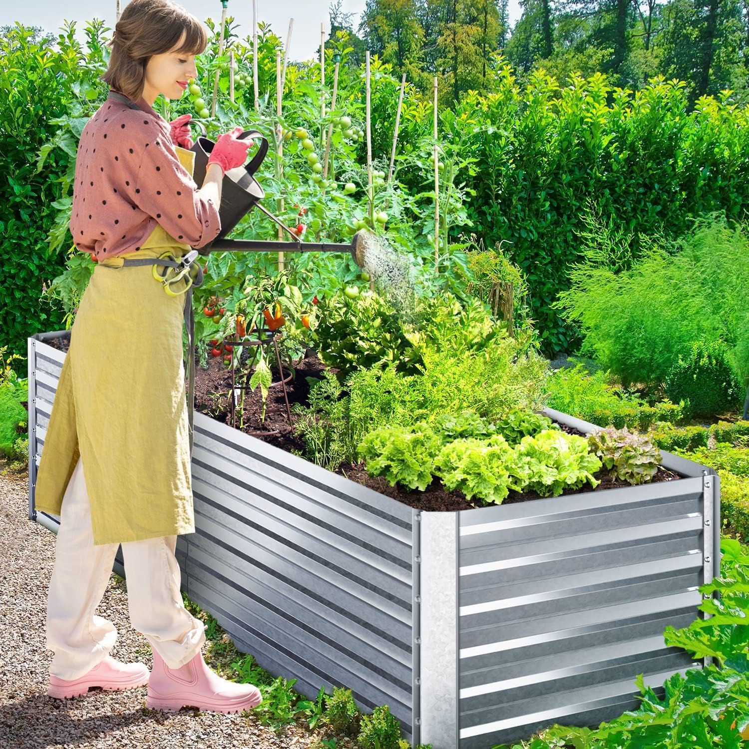 Detalle 2 de Ohuhu Hochbeet Metall Pflanzenbeet 180 × 90 × 60 cm – wetterfestes Stahlblech für Gemüse & Frühbeet