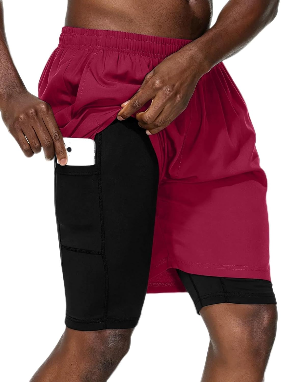 Thumbnail 6 de HMIYA Herren 2-in-1 Fitness-Shorts mit Kompressionsunterzieher und Reißverschlusstasche