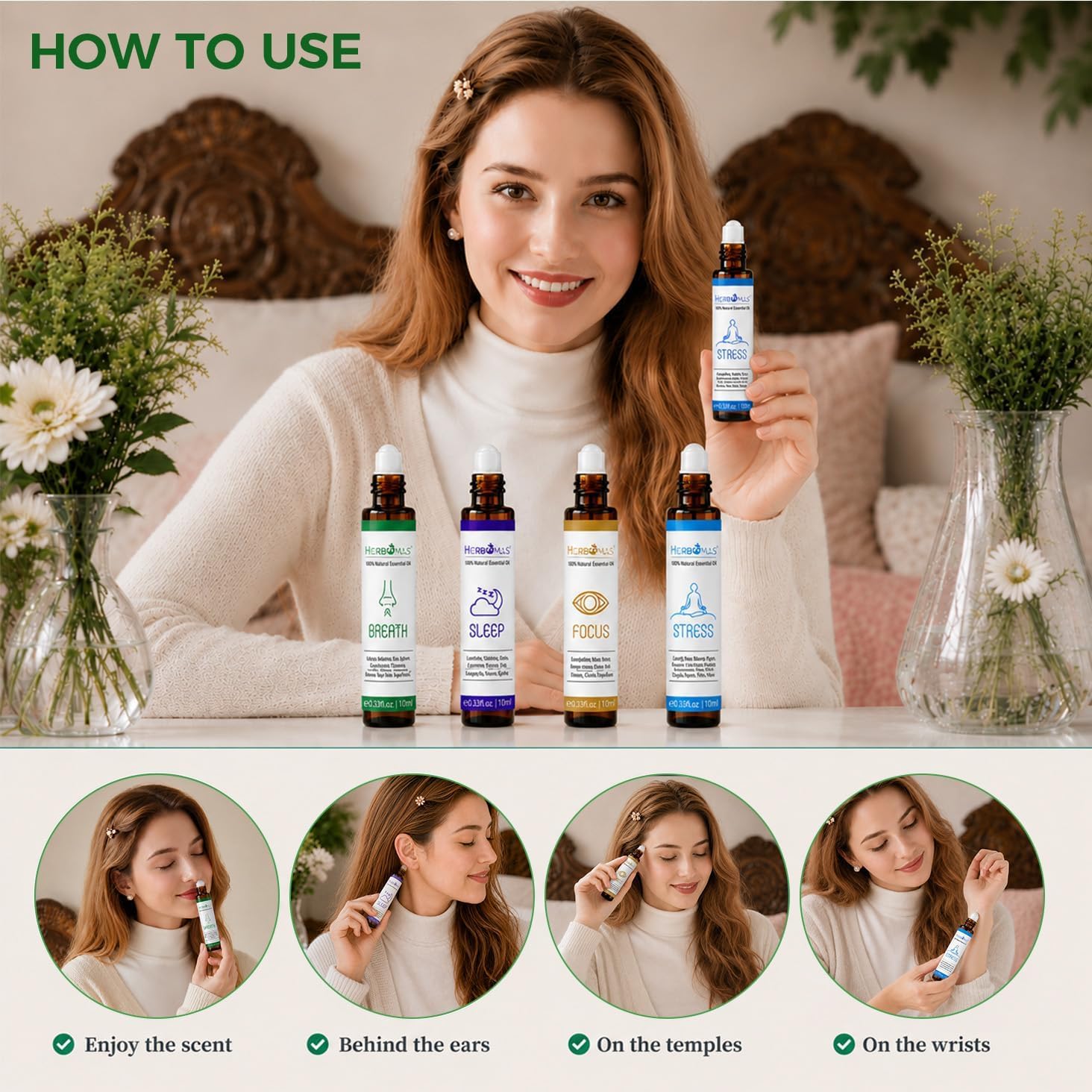 Thumbnail 2 de Set di roll-on HERBROMAS 4x10 ml: miscele naturali pronte all’uso per aromaterapia