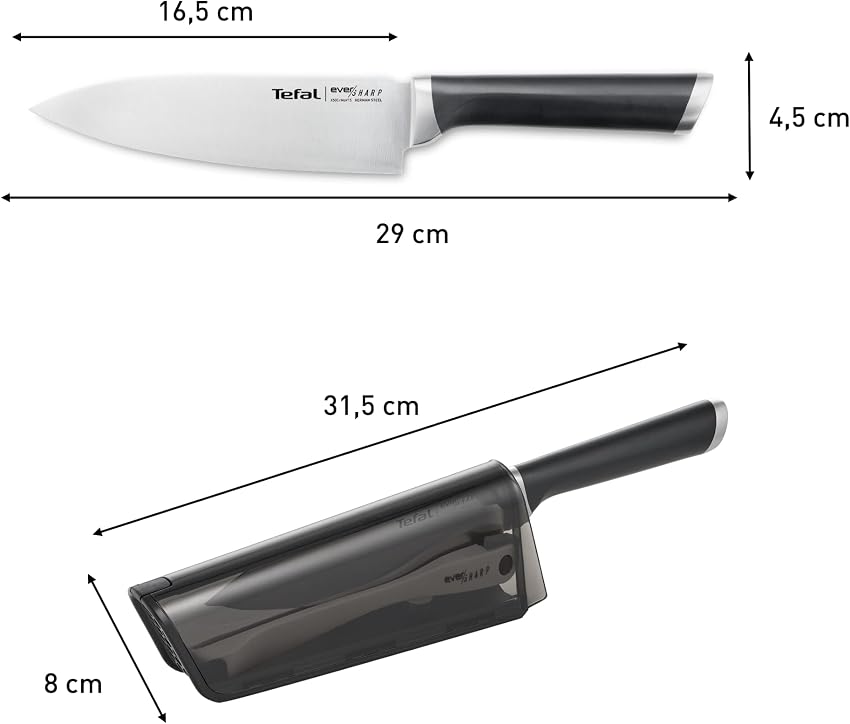 Detalle de Tefal Ever Sharp - Cuchillo chef 16.5 cm 🔪, afilador integrado
