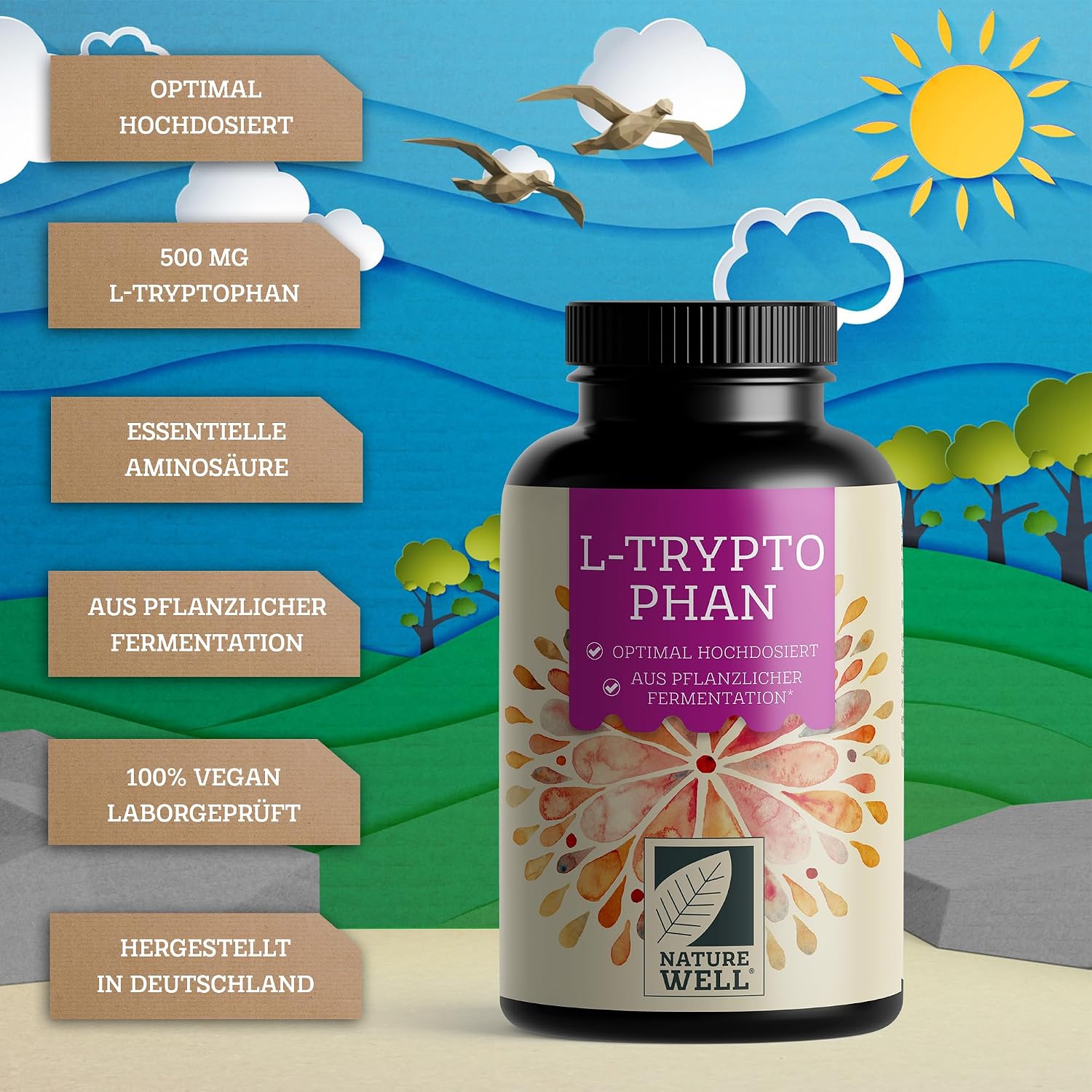 Detalle 2 de L-Tryptophan hochdosiert 500 mg Kapseln