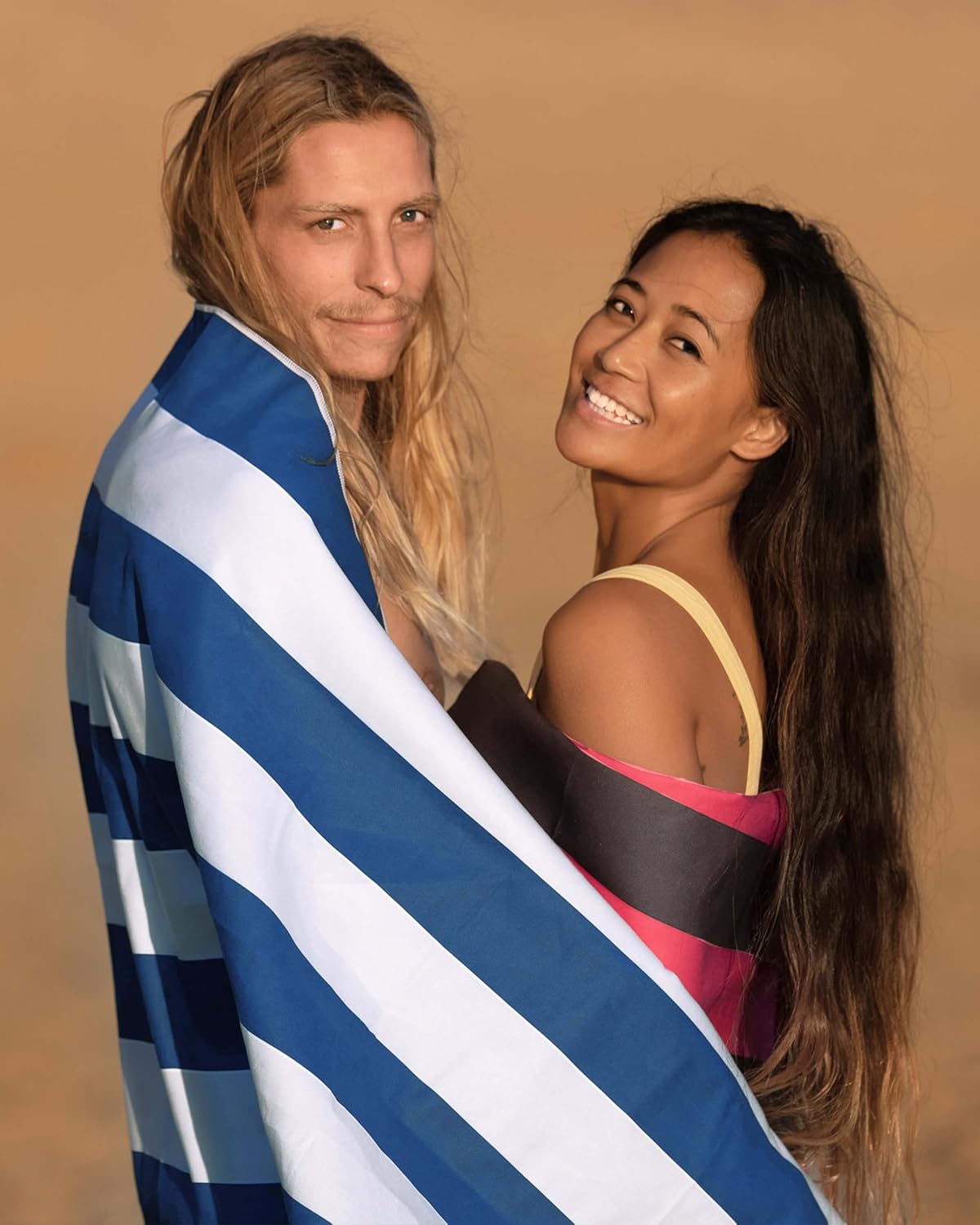 Thumbnail 2 de Fit-Flip Strandtuch XXL aus Mikrofaser (Marineblau-Weiß, 200x90 cm) – leicht, schnelltrocknend, 100% recycelte Faser