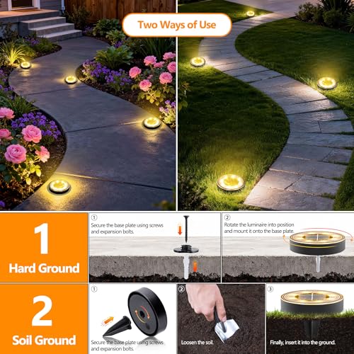 Thumbnail 3 de iBaycon Luces Solares para Jardín Exterior — 12 uds, 8 LED, IP68, color blanco cálido, suelos/estacas fáciles