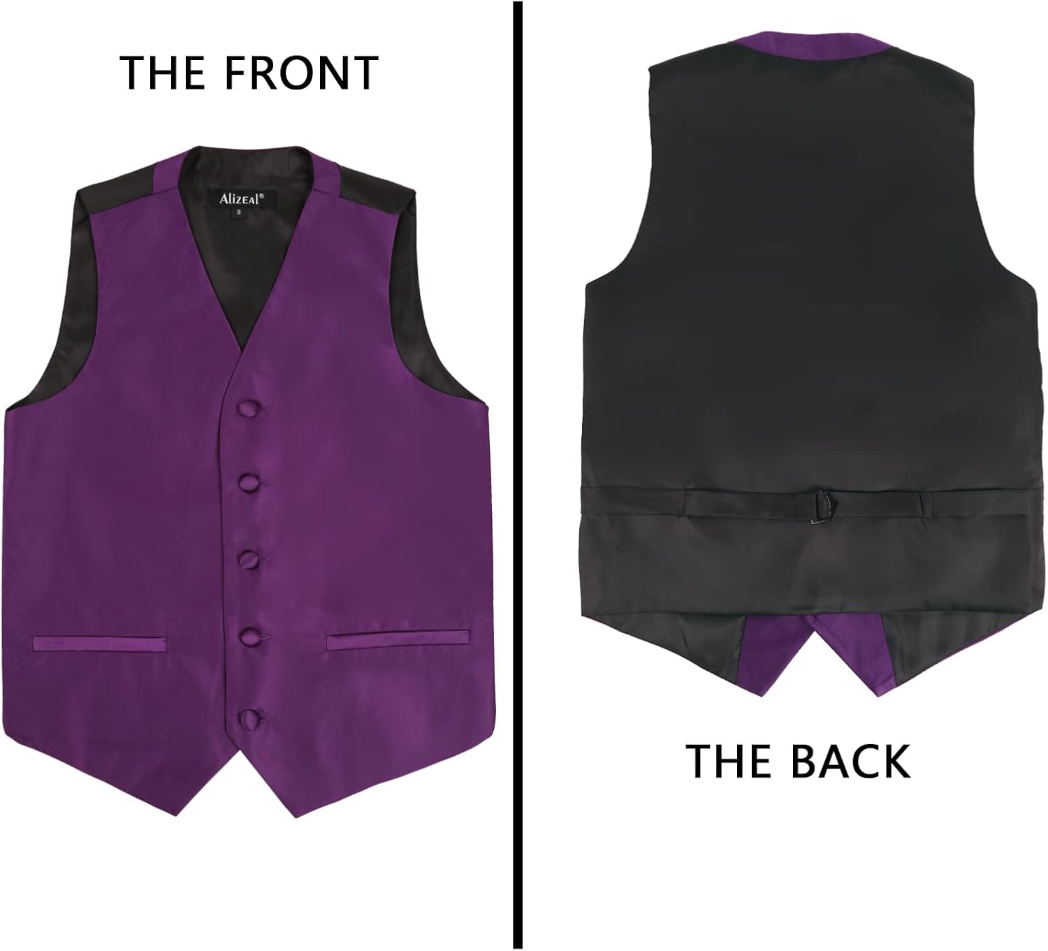 Detalle de Alizeal Boys 3pc Bow Tie, Necktie & Waistcoat Set — Solid Colour