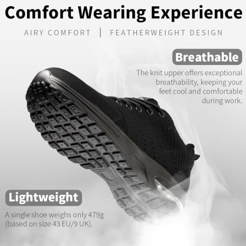 Detalle 2 de Nasogetch Chaussures de Sécurité – Confort léger et protection embout acier Noir EU 38