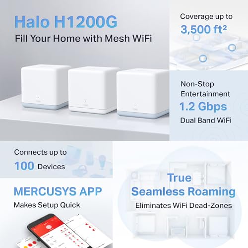 Thumbnail 3 de MERCUSYS Halo H1200G (3-Pack): Mesh WiFi AC1200 con Roaming Inteligente para cobertura de hasta 320 m²