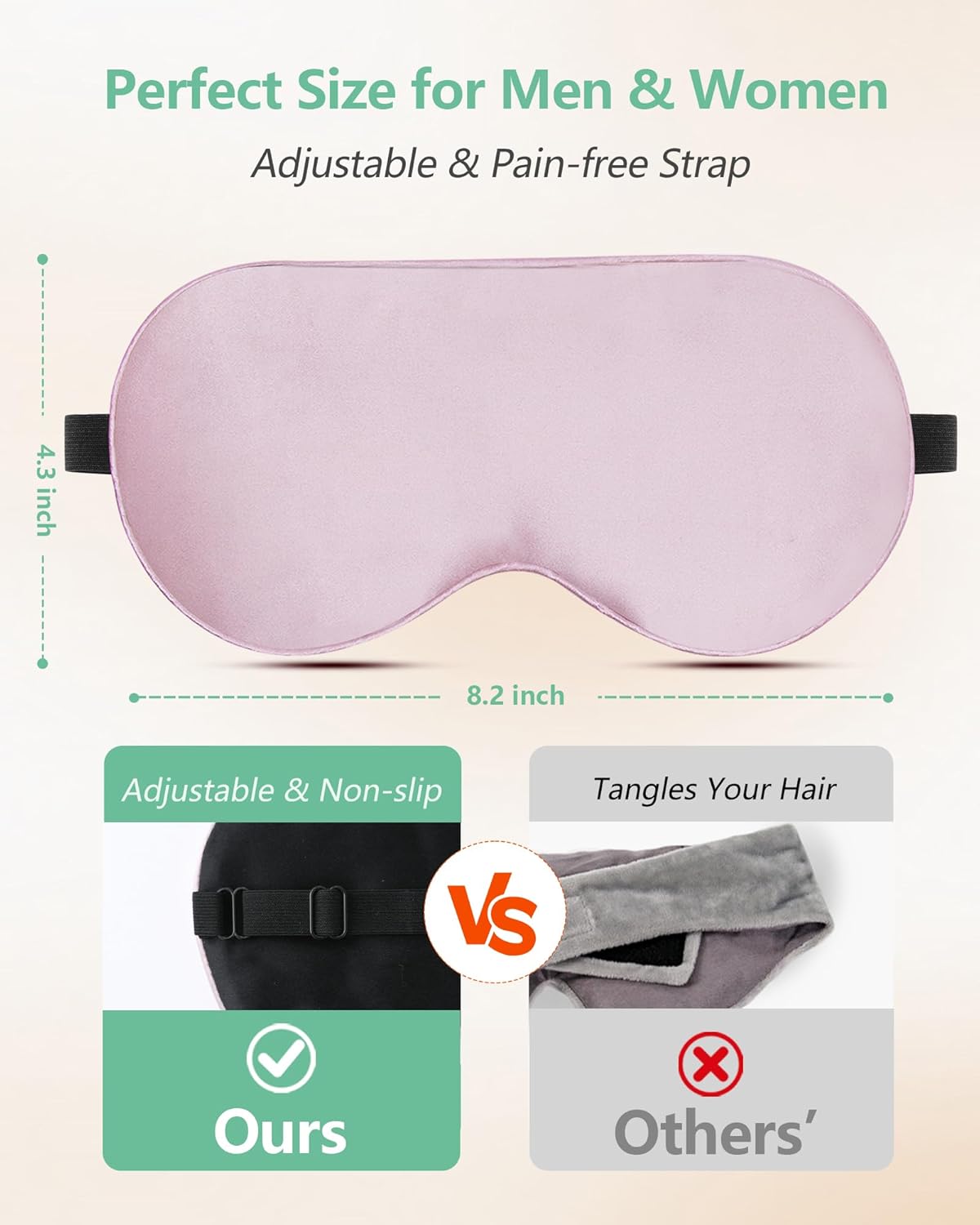 Thumbnail 3 de BeeVines 100% Mulberry Silk Sleep Mask 2-Pack: Adjustable, Light-Blocking Eye Masks for Travel and Sleep