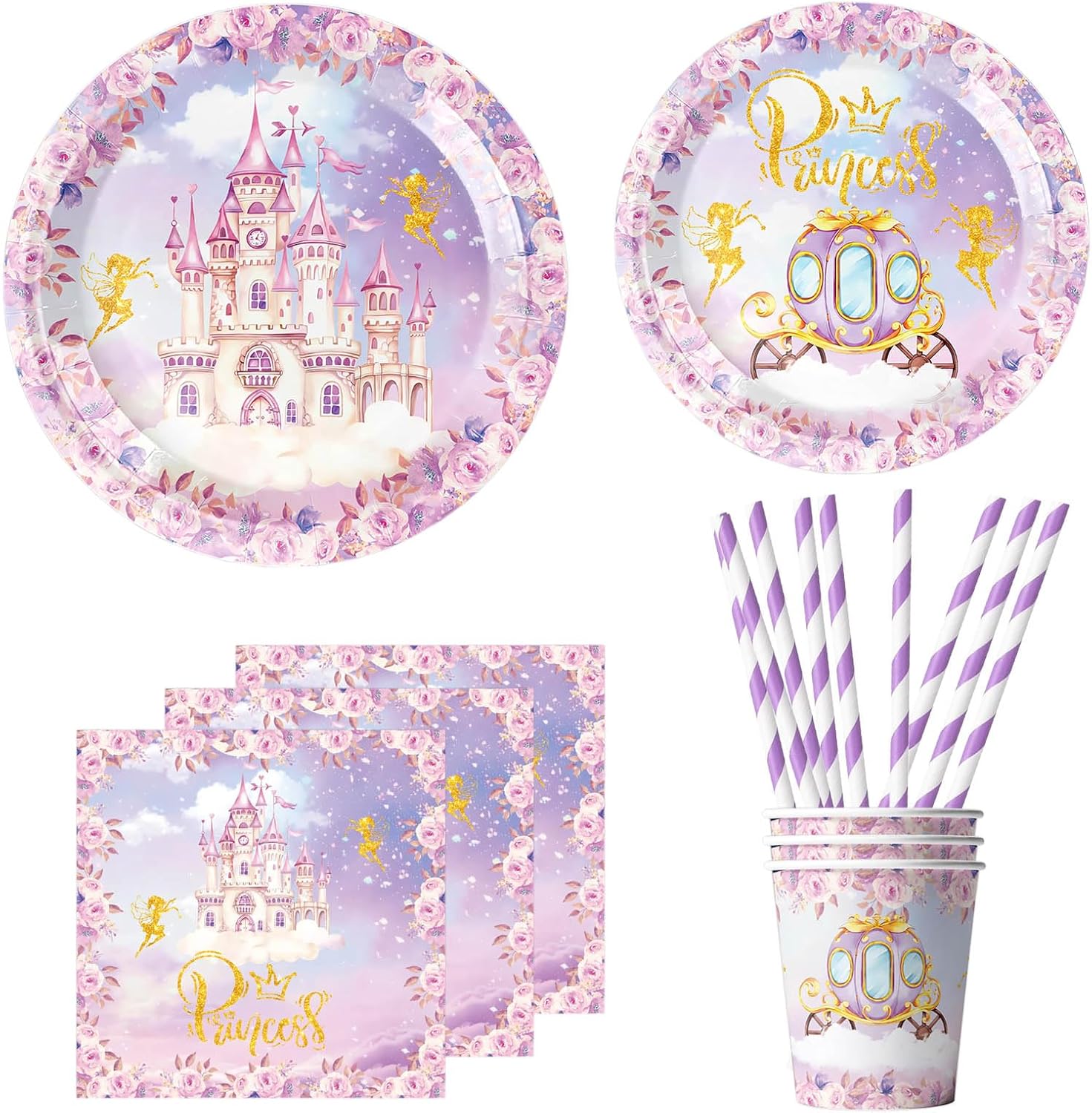 Schloss Prinzessin Partygeschirr Set 10 Gäste 🎉