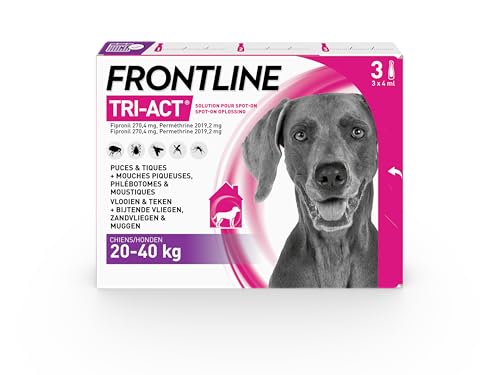 Frontline Tri-Act Chien 20–40 kg – Anti-puces, tiques et moustiques, 3 pipettes