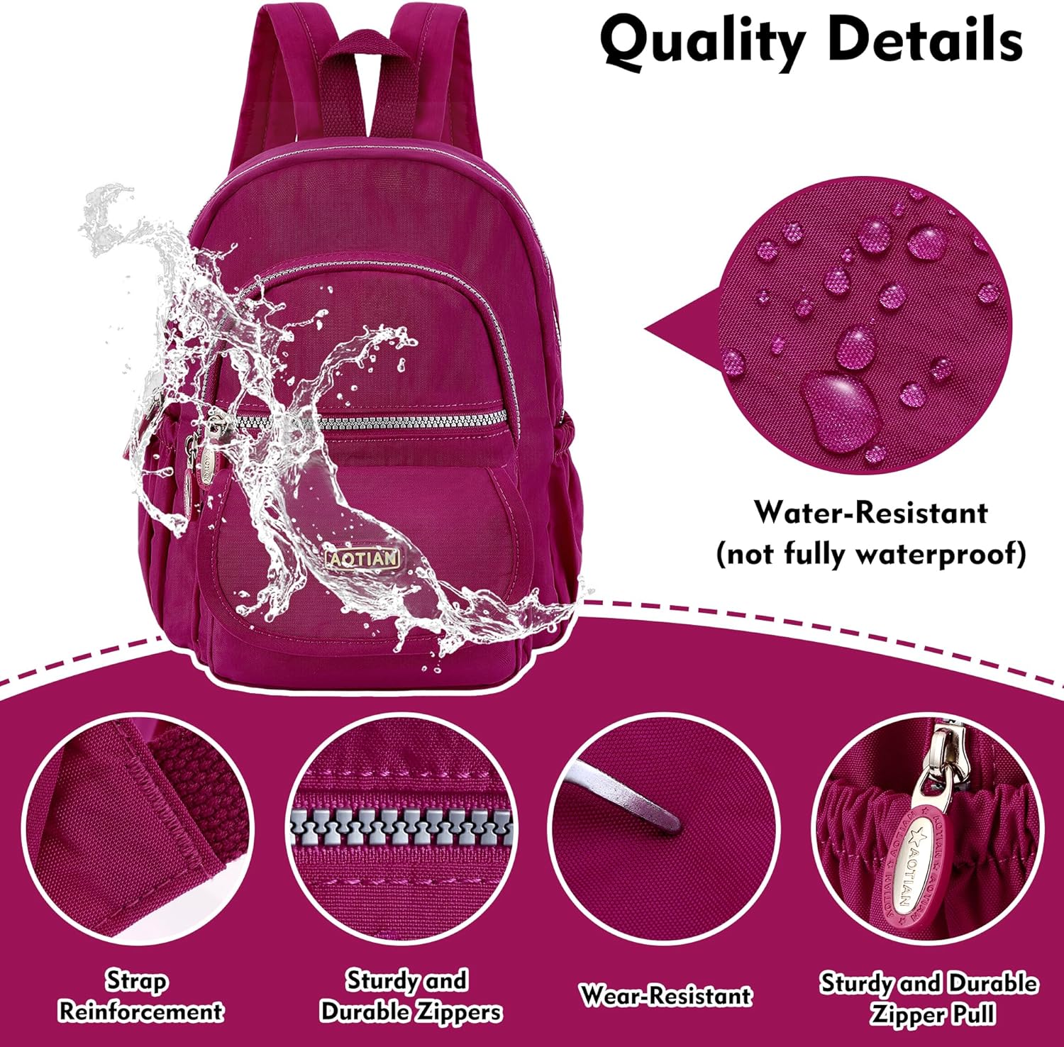 Thumbnail 4 de AOTIAN Mini-Rucksack für Mädchen und Damen mit 7 Litern – leichter Daypack in Nylon/Polyester
