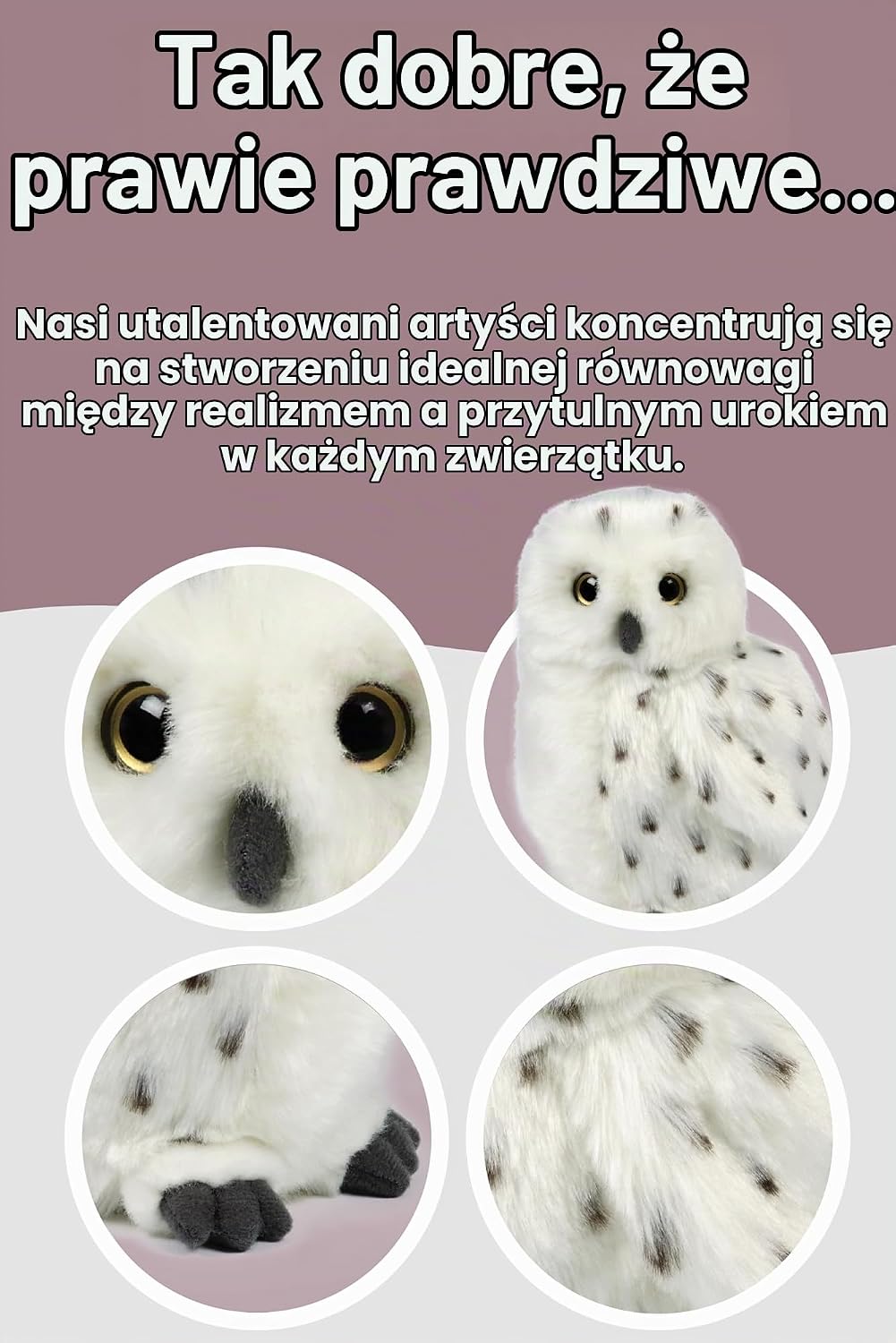 Detalle de Living Nature AN70 pluszowa sowa z realistycznymi detalami