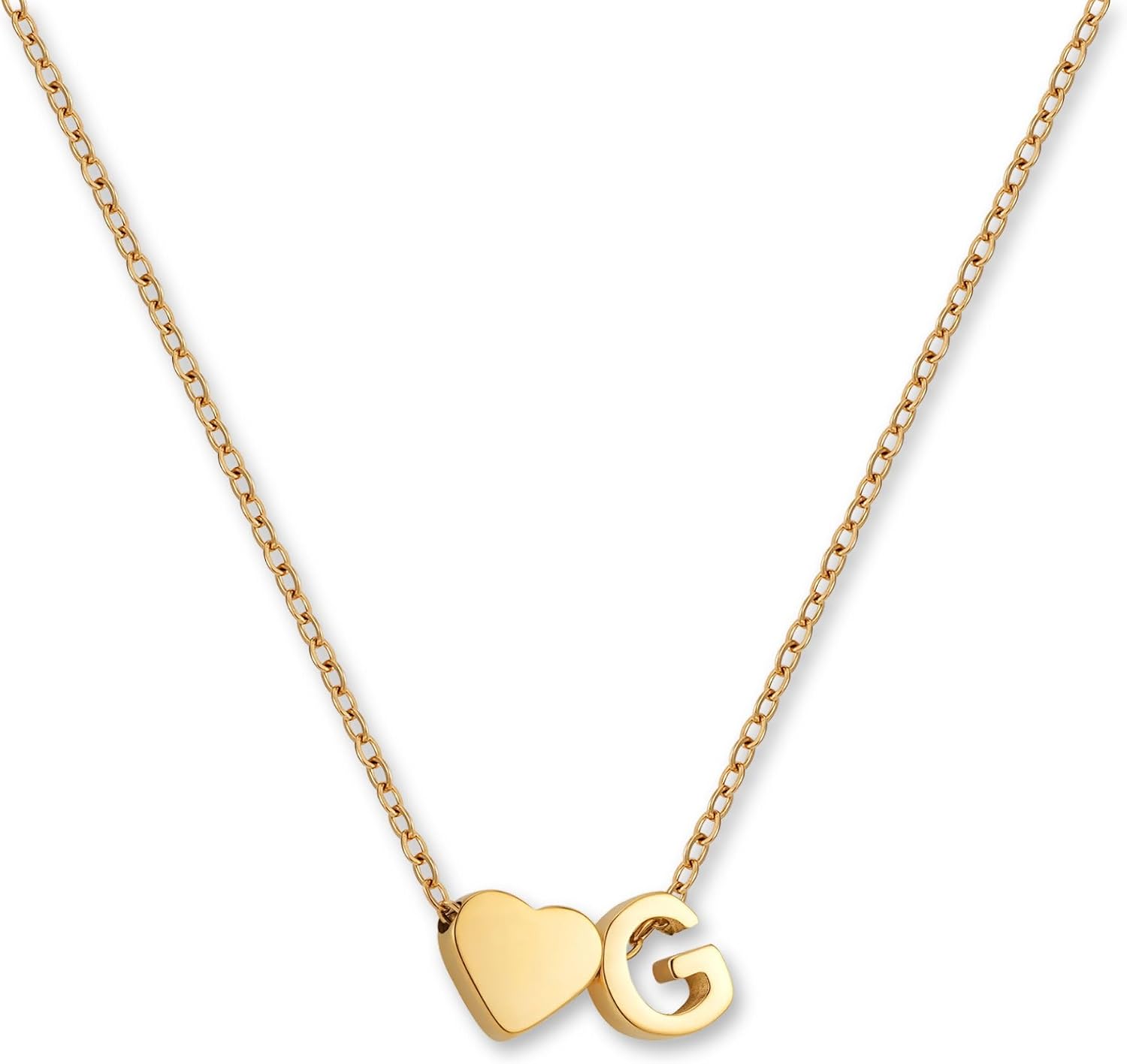 Collier personnalisé lettre cœur 316L 42–47 cm