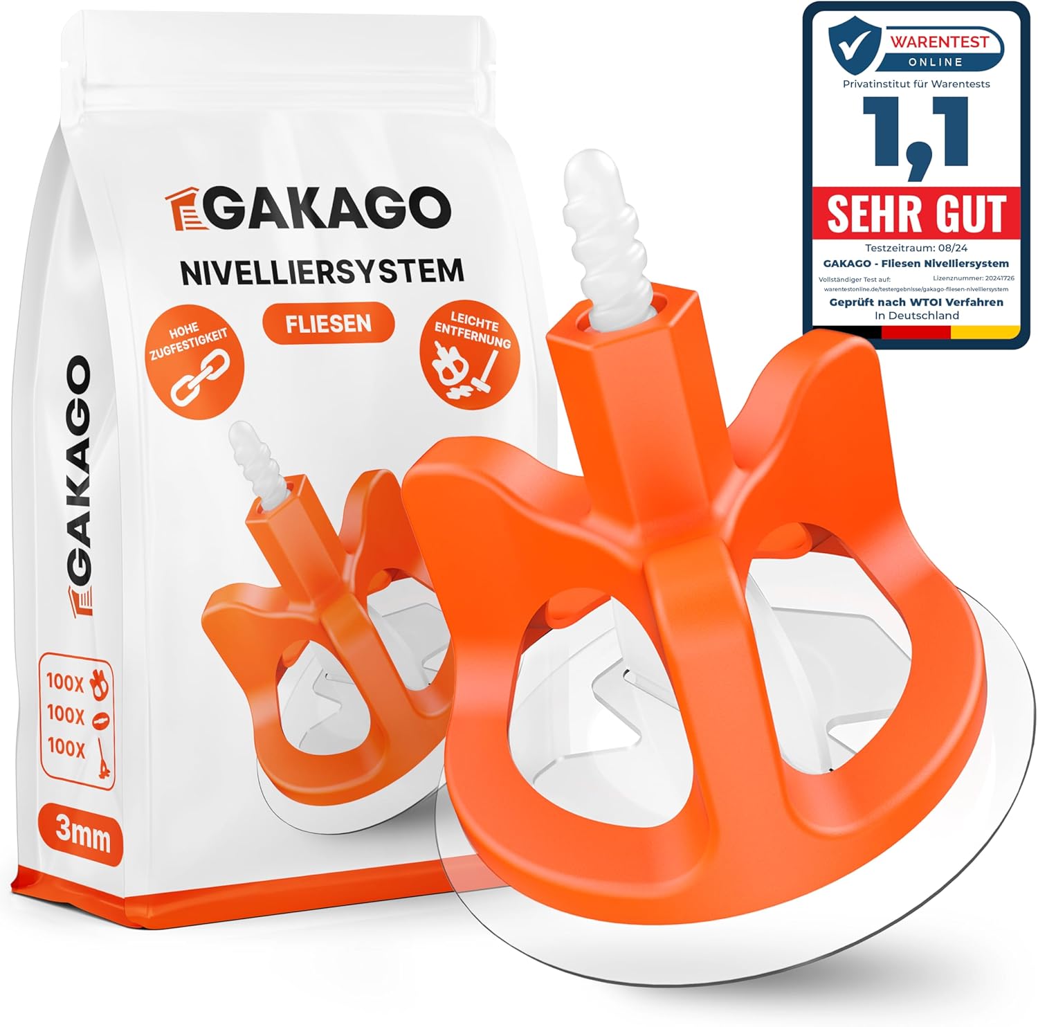 Gakago Fliesen Nivelliersystem 300-tlg 3 bis 18 mm