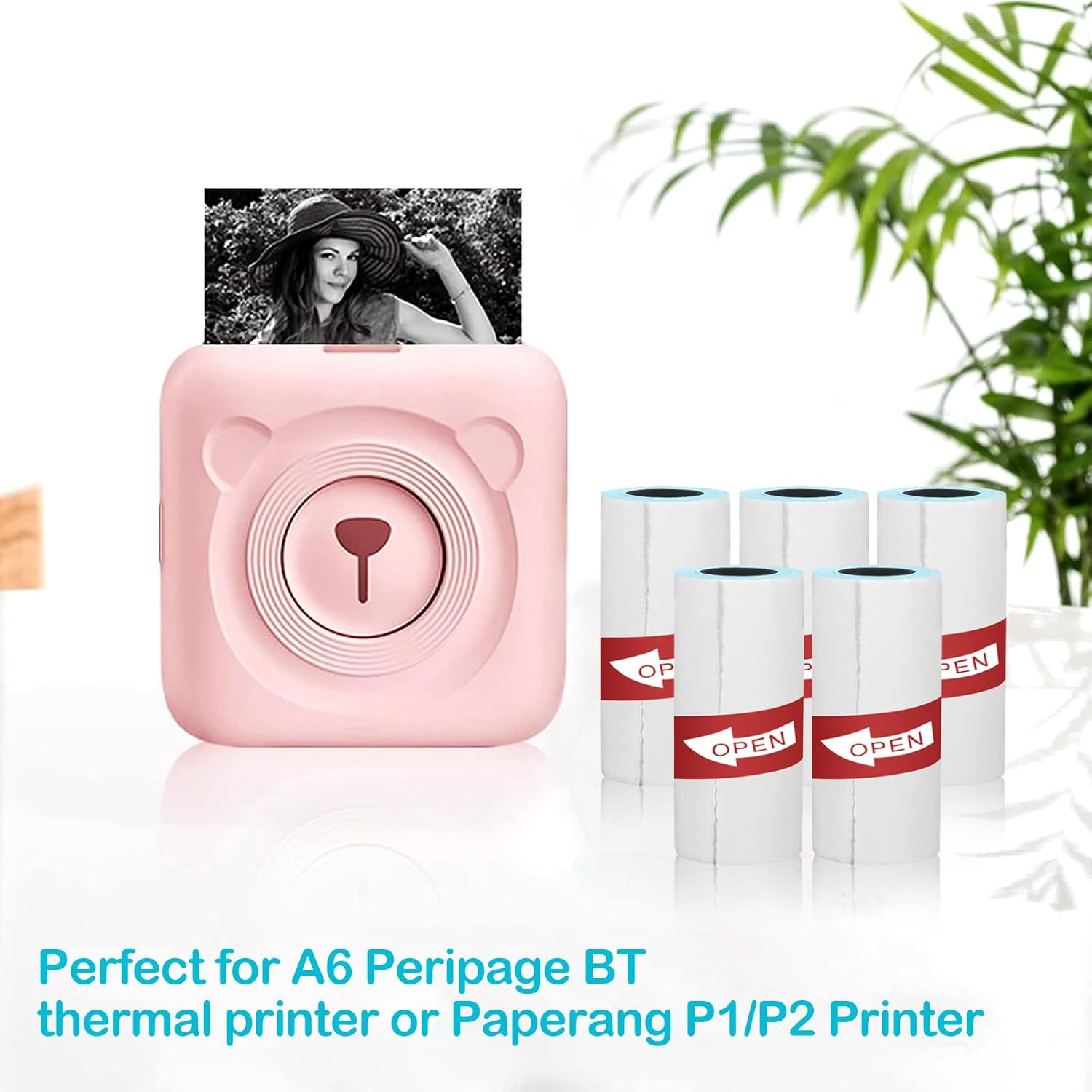 Thumbnail 6 de Carta per stampante termica con adesivo: 10 rotoli 57 x 25 mm bianchi per mini stampanti tascabili