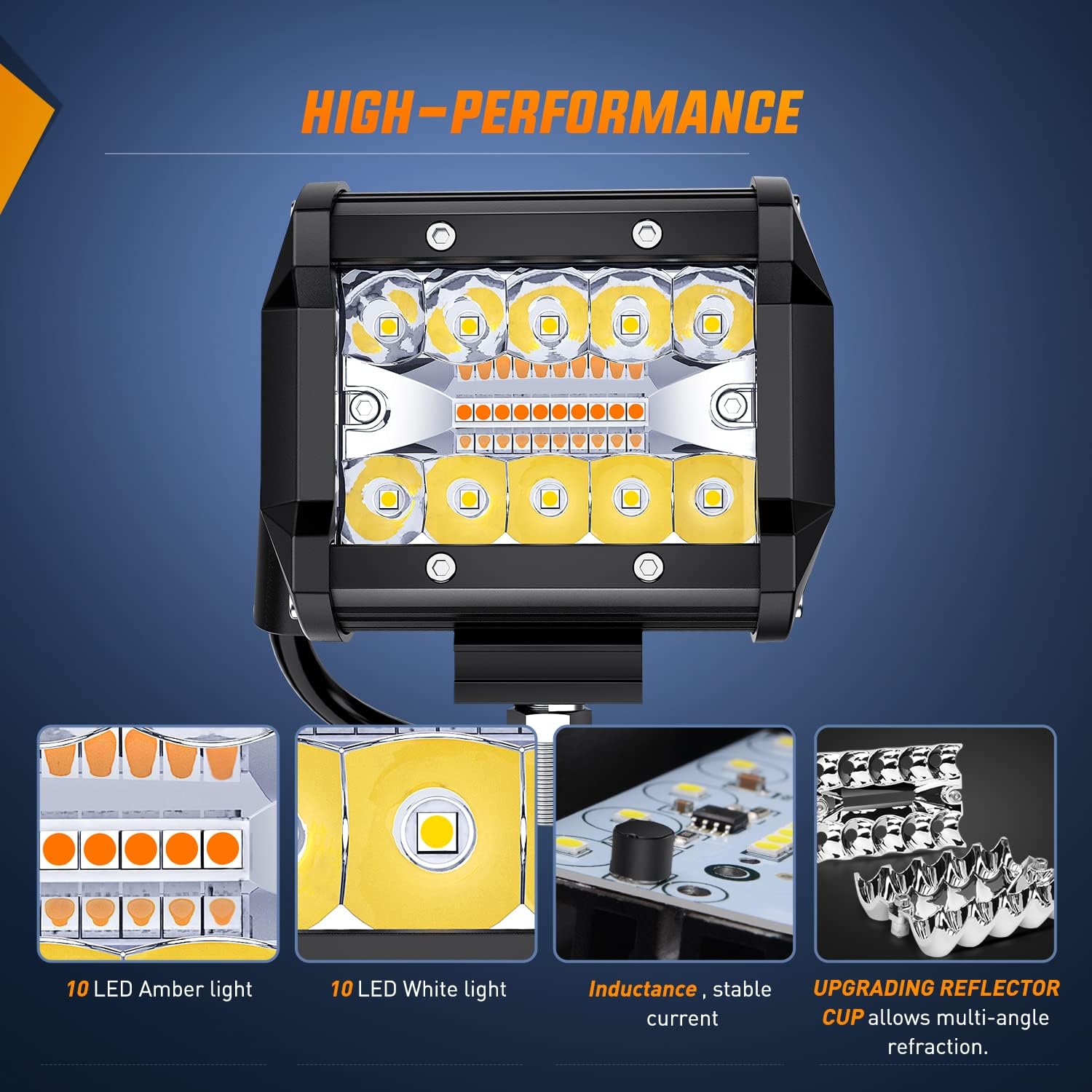 Thumbnail 6 de Nilight 2PCS 4-Inch 60W LED Pods (Amber/White) with 6 Modes & Memory Function + 16AWG Wiring Harness Kit