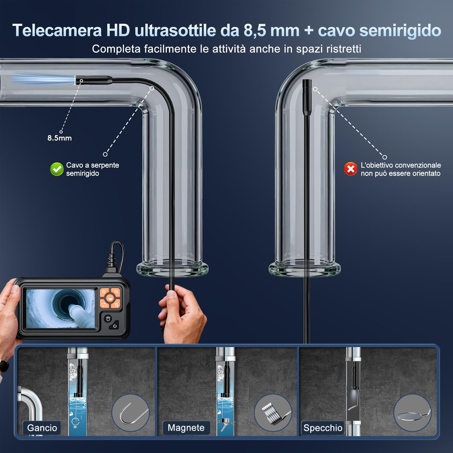 Thumbnail 5 de SKYBASIC Endoscope Industrielle : Caméra d’inspection HD 1080P avec écran 4,3 pouces et câble 20 m