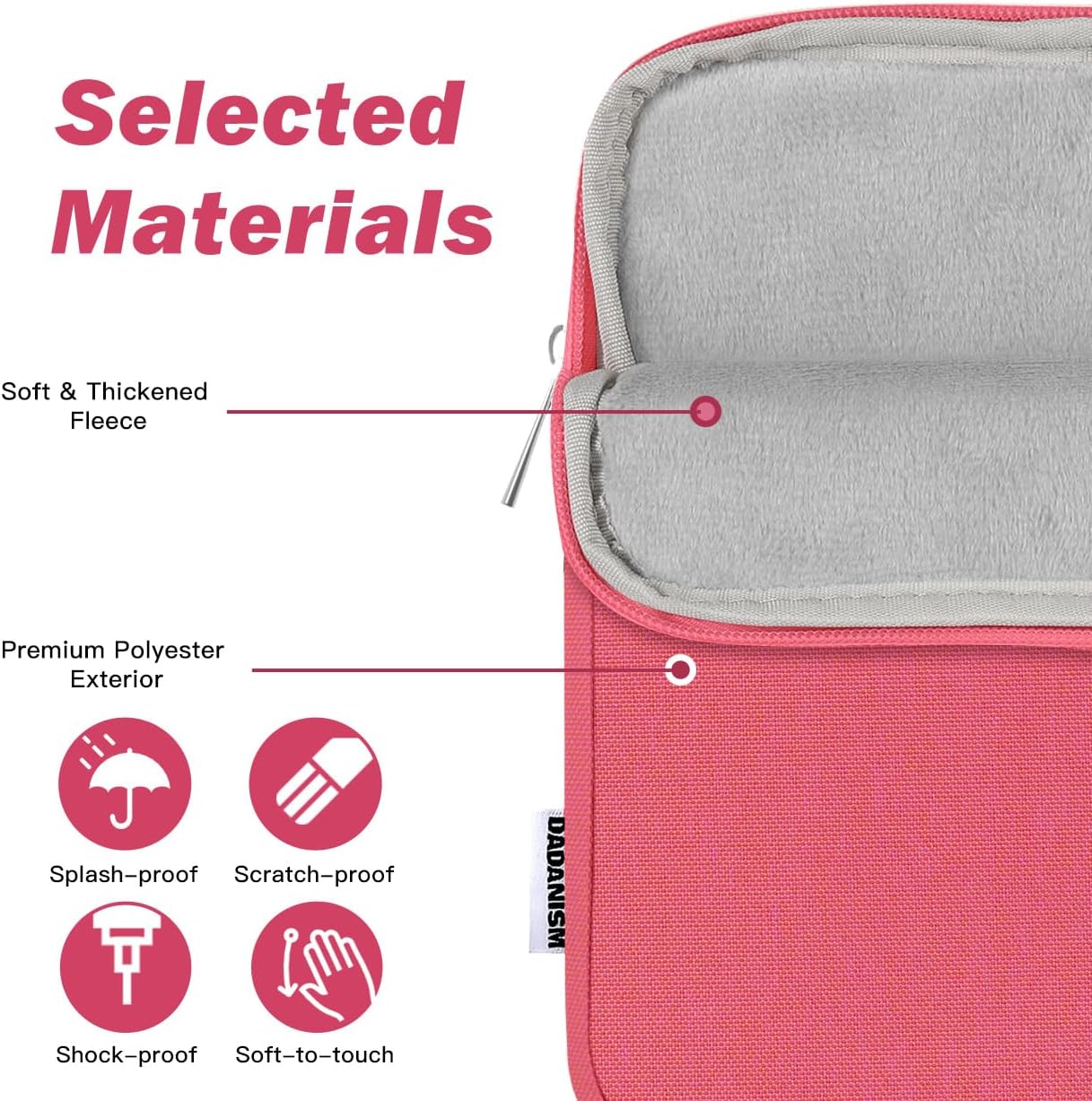 Detalle de Dadanism Tablet Tasche 8–9 Zoll (Wassermelonrosa) – kompatibel mit iPad Mini 7/A17 Pro 8,3" und weiteren 8–9" Tablets