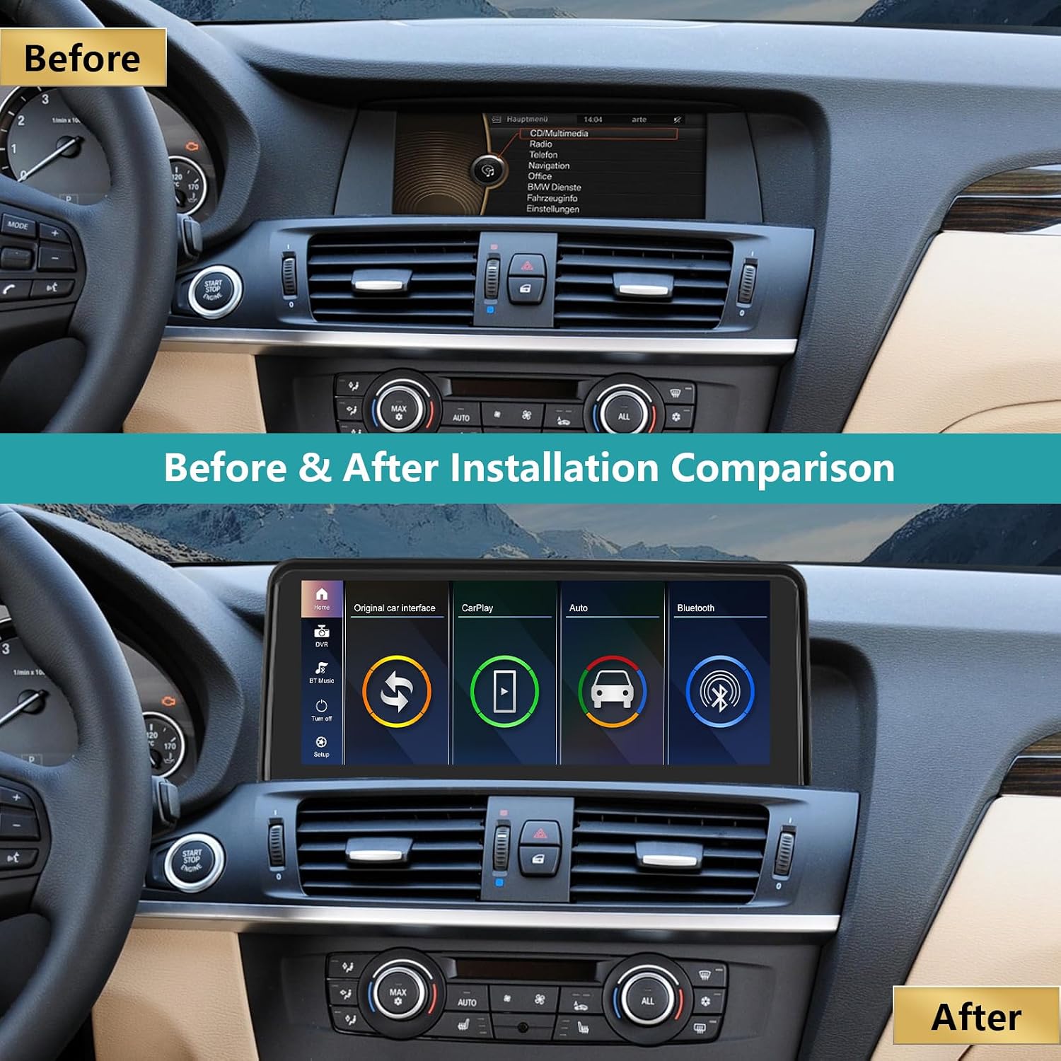 Thumbnail 2 de Ninetom Autoradio Touchscreen 10,25” per BMW X3/X4 F25/F26 (2011-2012) con CarPlay, Android Auto e MirrorLink