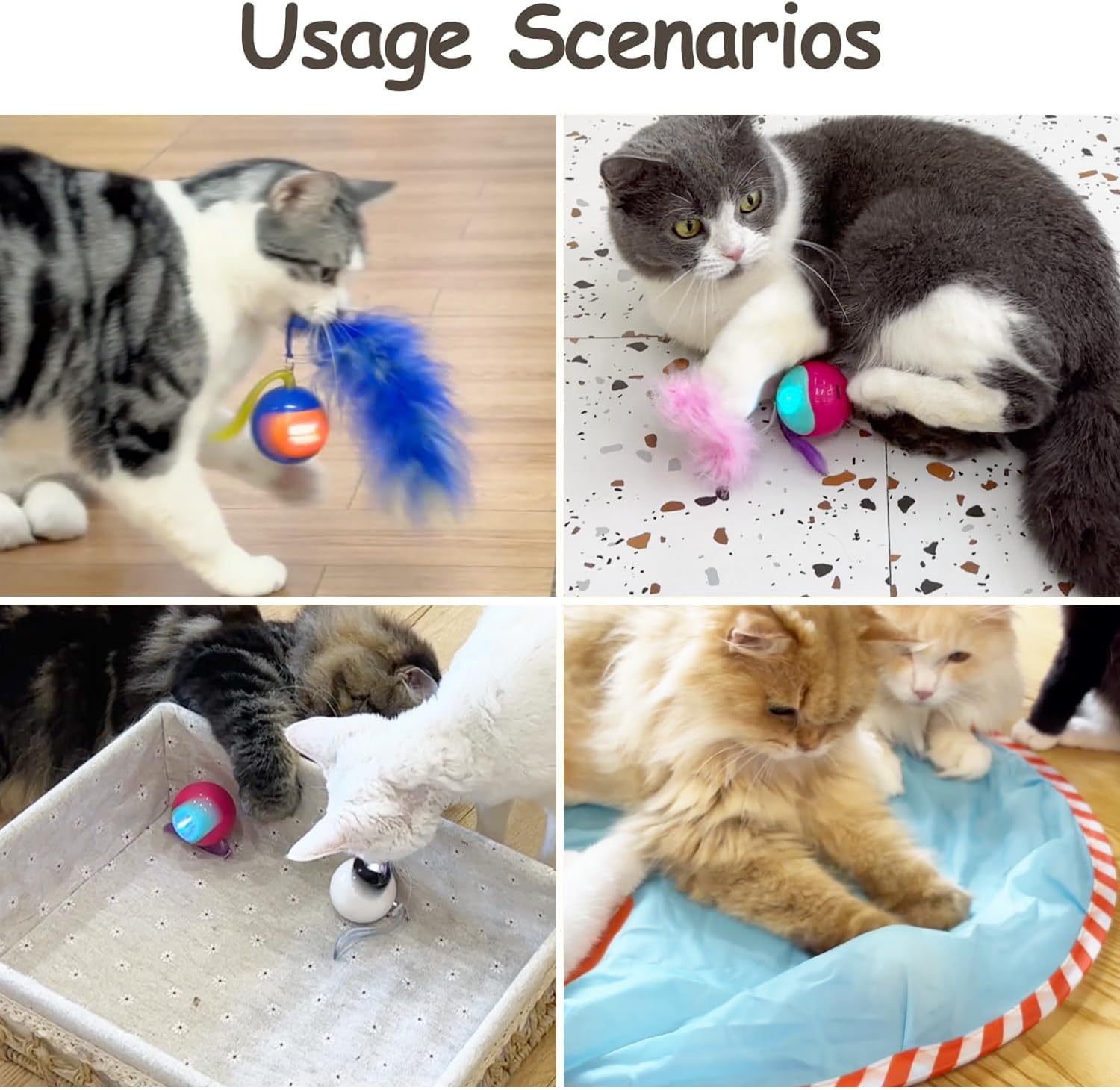 Detalle 2 de Migipaws Interactive Cat Ball Toy Set (Rose) – Touch-activated automatic rolling tracker ball