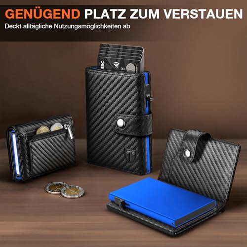 Detalle de TENBST Geldbörse Herren – Slim Wallet mit RFID, Münzfach und Pop-up-System