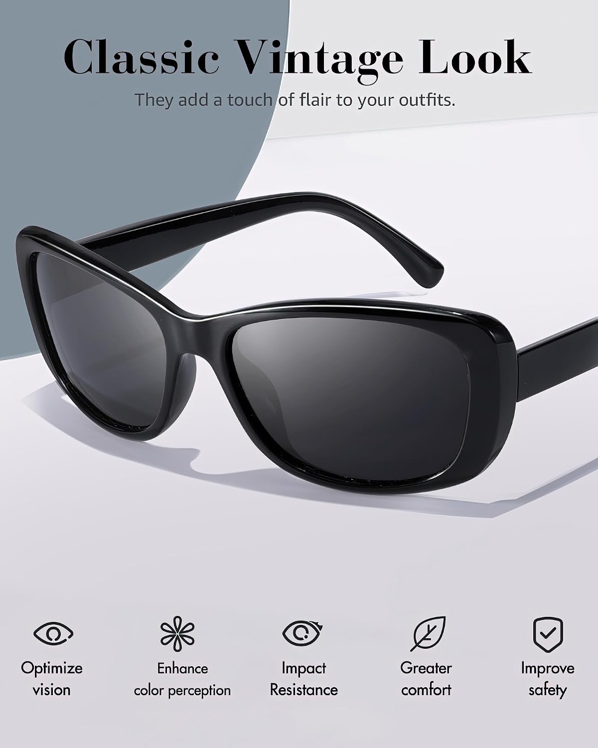Detalle de LVIOE Womens Polarised Rectangular Sunglasses with UV Protection
