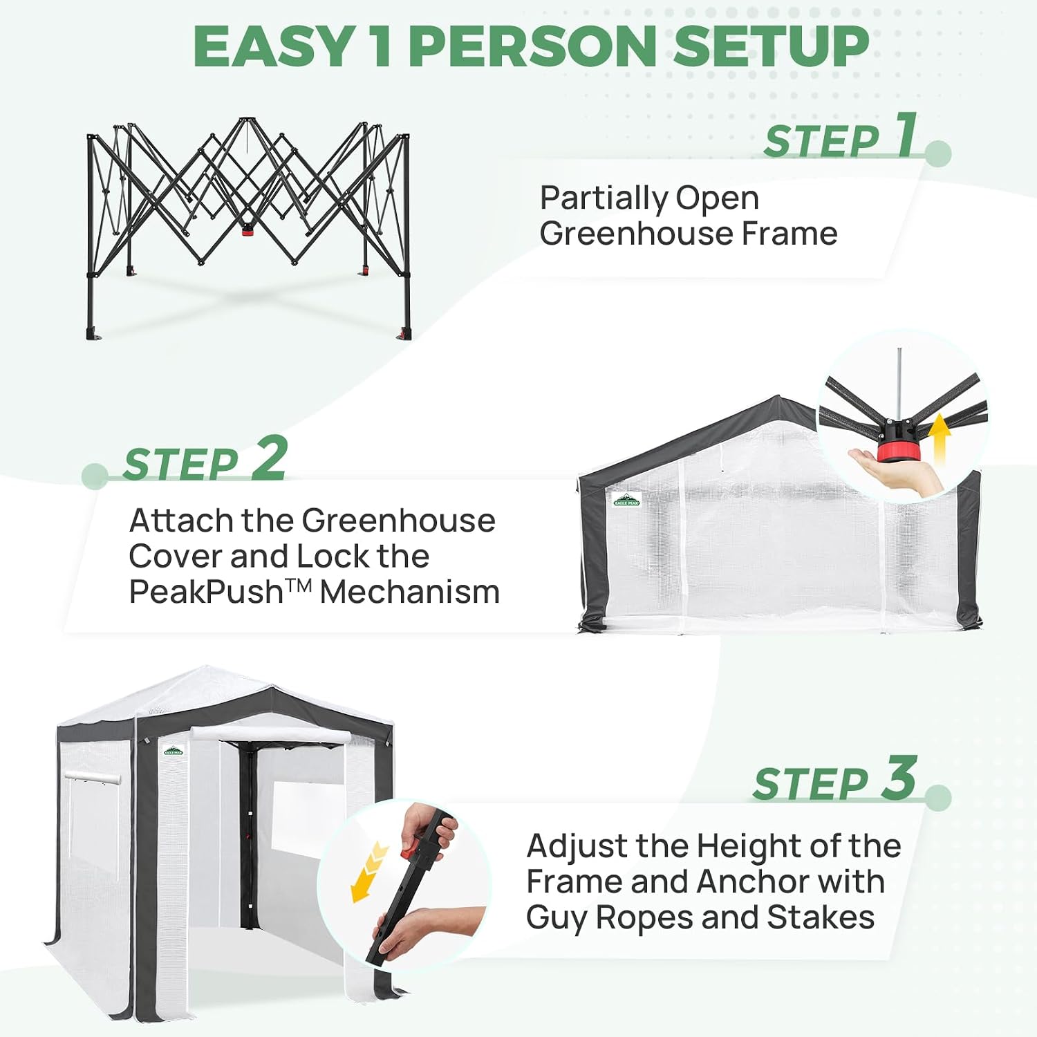 Thumbnail 5 de EAGLE PEAK Pop Up Greenhouse 8x6 with PeakPush Center Lock and Mesh Windows
