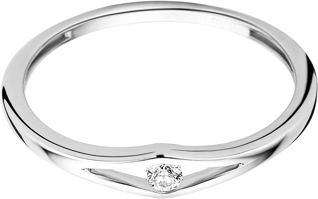 Detalle de MIORE Bague de fiançailles solitaire en or blanc 9 carats avec diamant brillant 0,05 ct