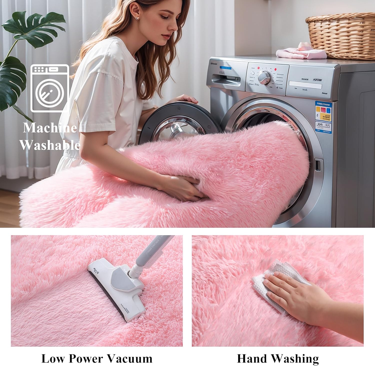 Thumbnail 4 de Pink Fluffy 4x6 Area Rug for Bedroom and Kids’ Spaces by KCHOWUA