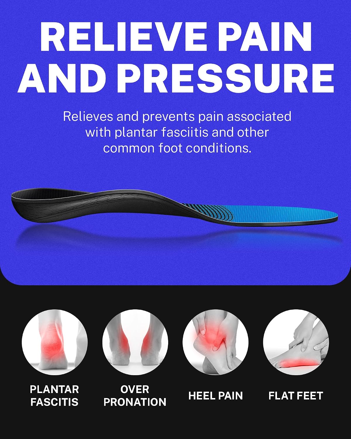Detalle de WalkHero Arch Support Insoles, Men's 12-12 1/2