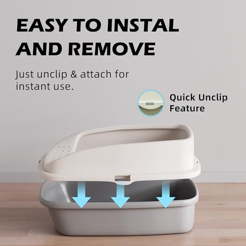 Thumbnail 5 de Vivo Technologies Cat Litter Tray Box (Grey) – Open Top Tray with Detachable Rim and Free Scoop