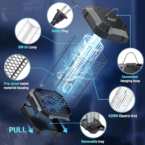 Detalle de Jawlark Lámpara Antimosquitos 4200V 18W: Mata Mosquitos Eléctrico para Interior y Exterior