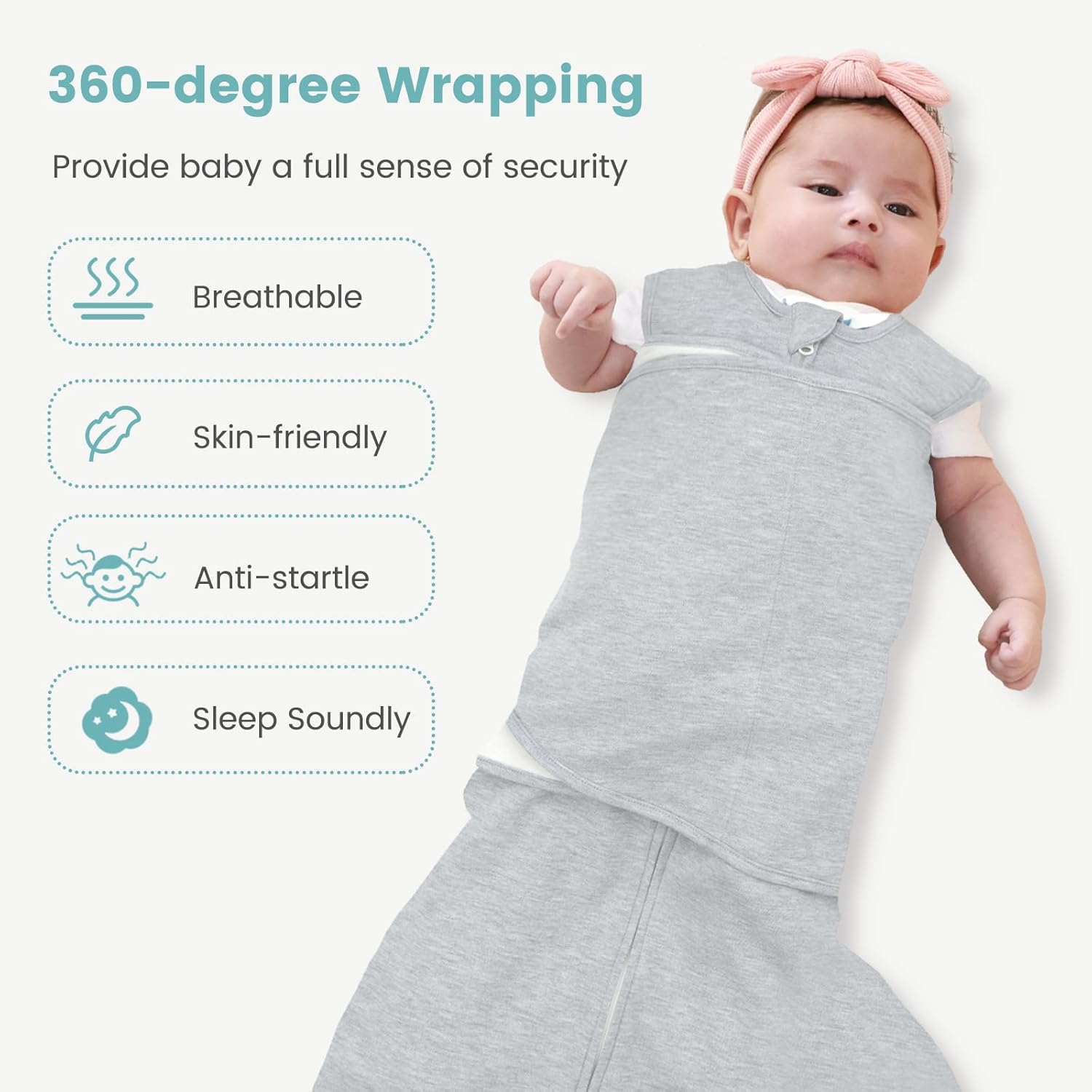 Thumbnail 5 de LILBESTIE Baby Sleeping Swaddle Bag 1.0 Tog 3-in-1 Adjustble Silent Hook – 0-12 Months
