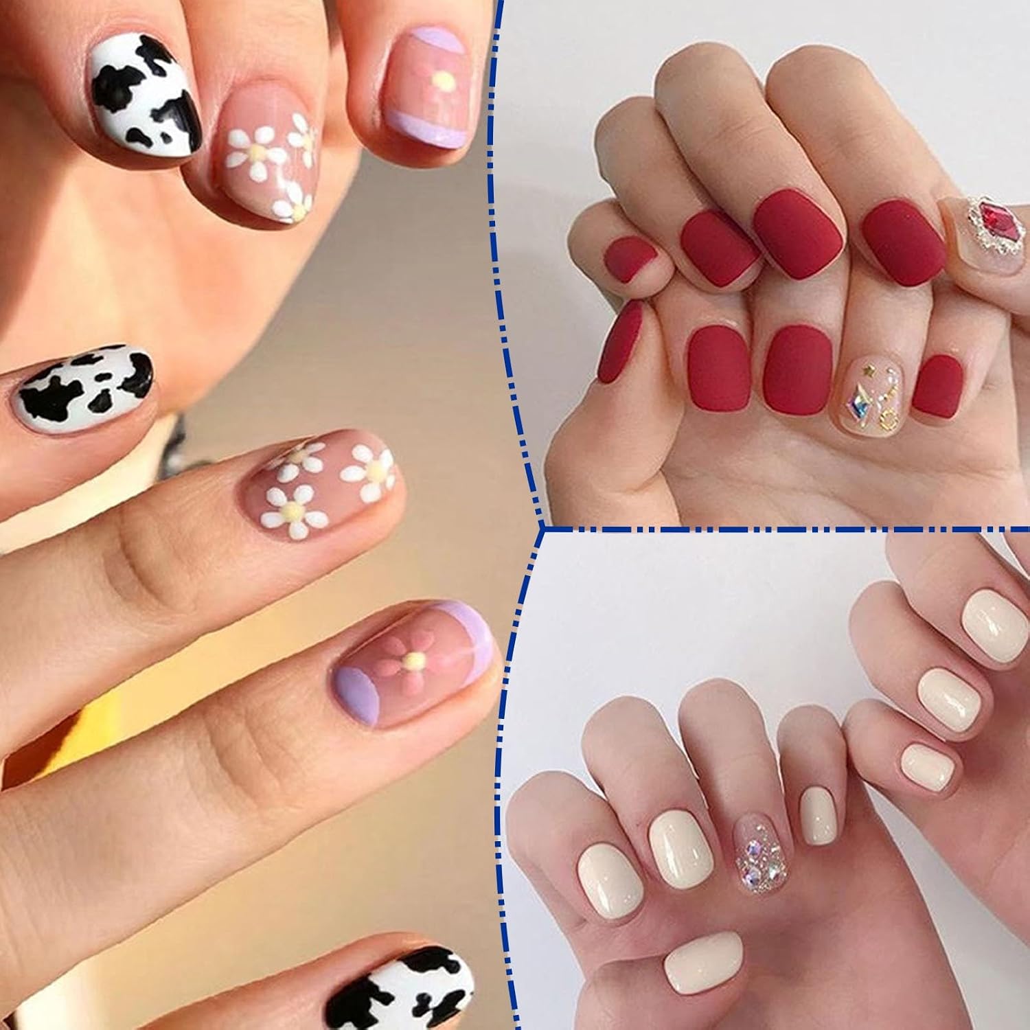 Thumbnail 2 de 552 Pezzi Tip Unghie Corte Quadrato Full Cover 12 Taglie