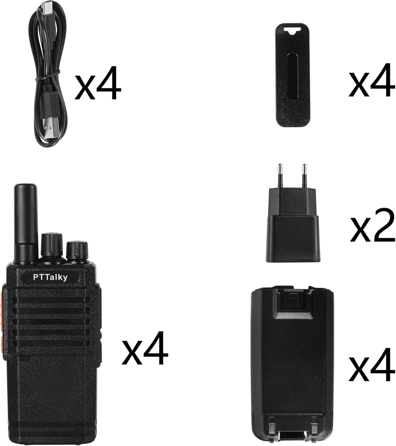 Thumbnail 6 de PTTalky PR2 4er-Set PMR446 Funkgeräte (PMR446, 16 Kanäle, VOX, USB-C) für Gebäude & Handel