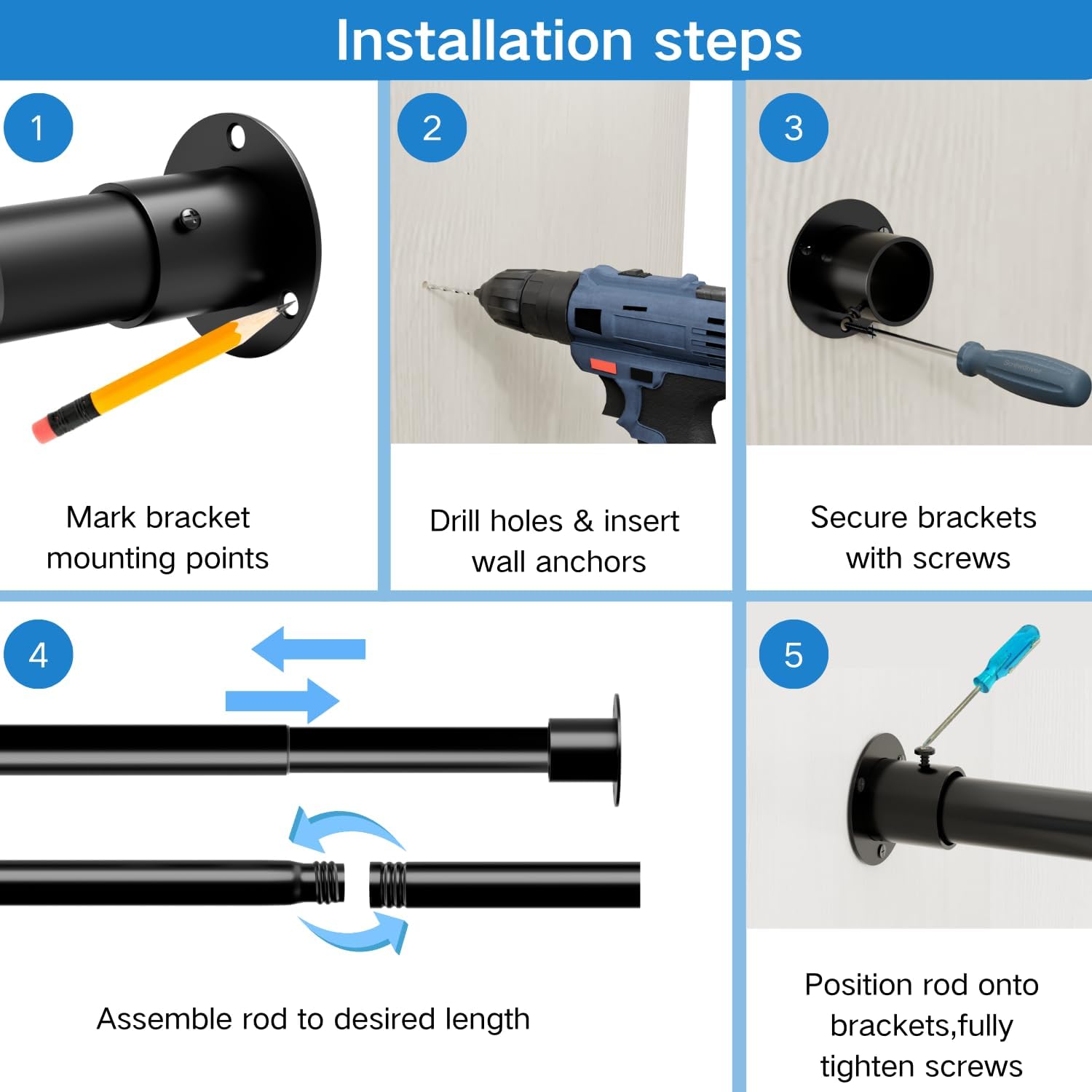 Thumbnail 4 de Extendable Wardrobe Rail 68-110cm