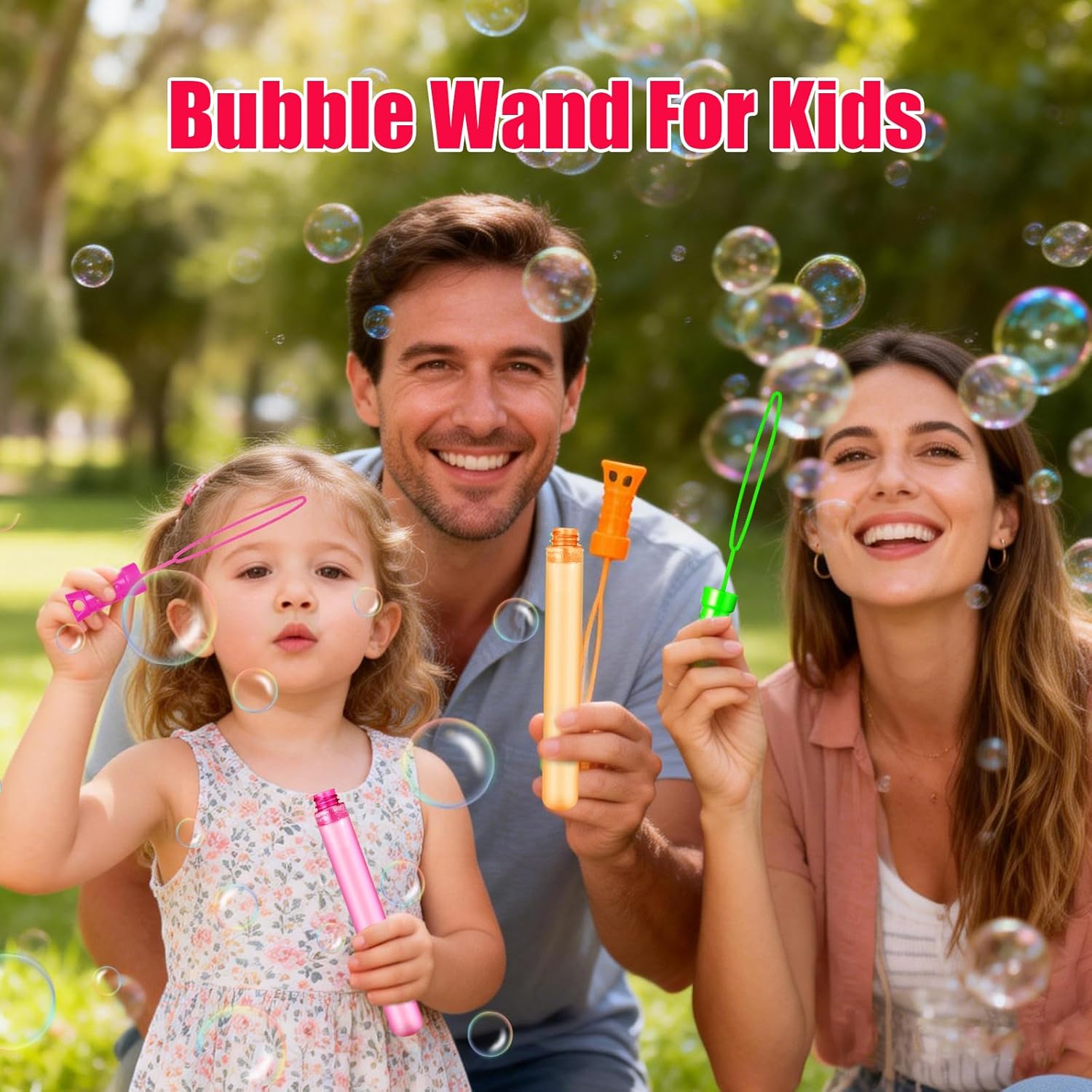 Detalle de SpringFlower Bubble Wand: 24-Pack Colorful Bubble Party Favors