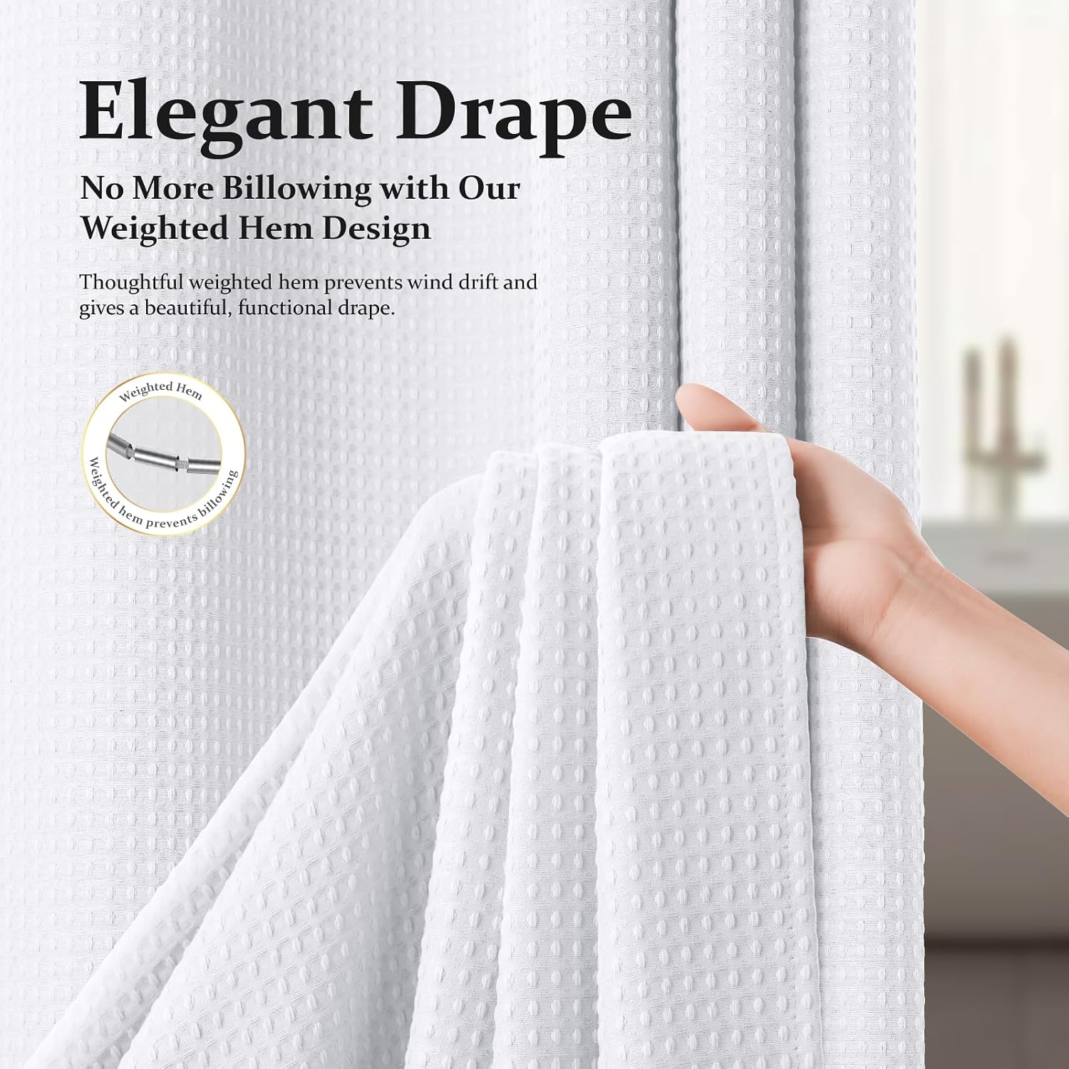 Thumbnail 2 de Dynamene Waffle Weave Shower Curtain 72x72