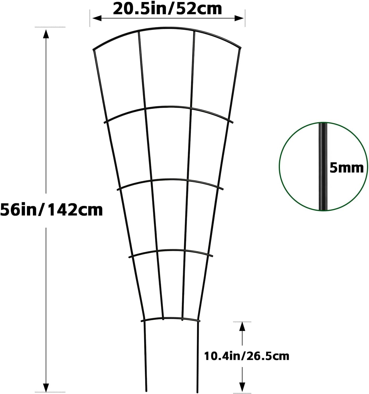 Thumbnail 5 de Thealyn 4 Pack 142cm Metal Plant Trellis – Fan-Shaped, Rustproof Support for Pots & Garden Beds