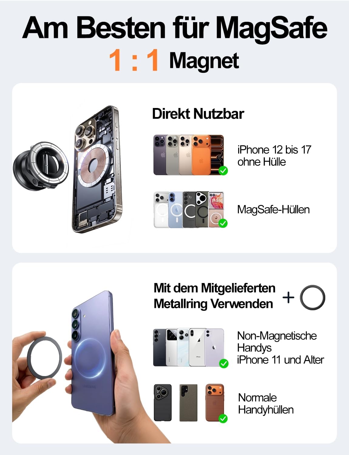 Detalle 2 de LISEN Vakuum Magnet‑Autohalterung für iPhone