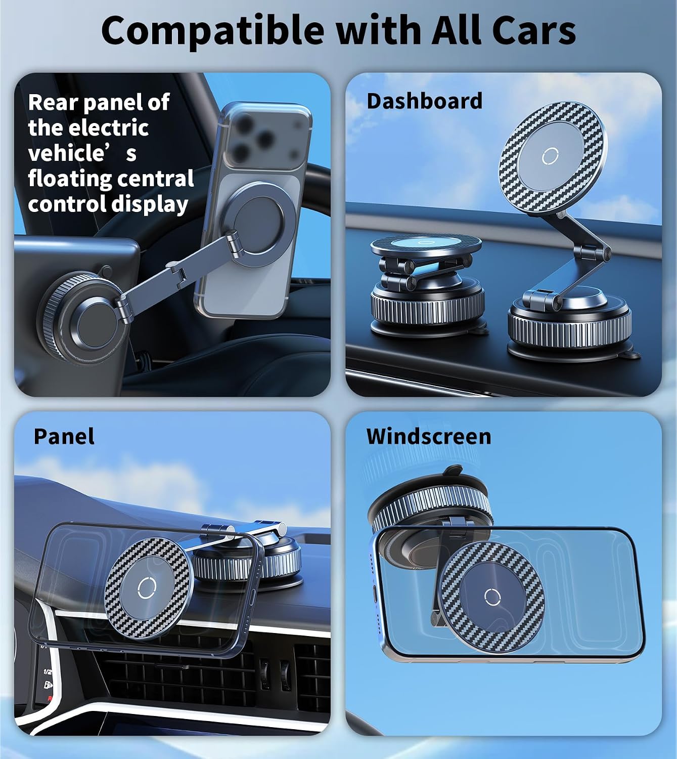 Thumbnail 1 de Gahenwo Magnetic Car Phone Holder with Longer Foldable Arm and Vacuum Suction