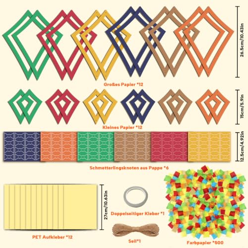 Thumbnail 6 de Herbstbasteln für Kinder – HILKKET Herbst Fensterbilder Bastelset mit 12 Papierdrachen (6 groß, 6 klein) + Tonkarton & Transparentpapier