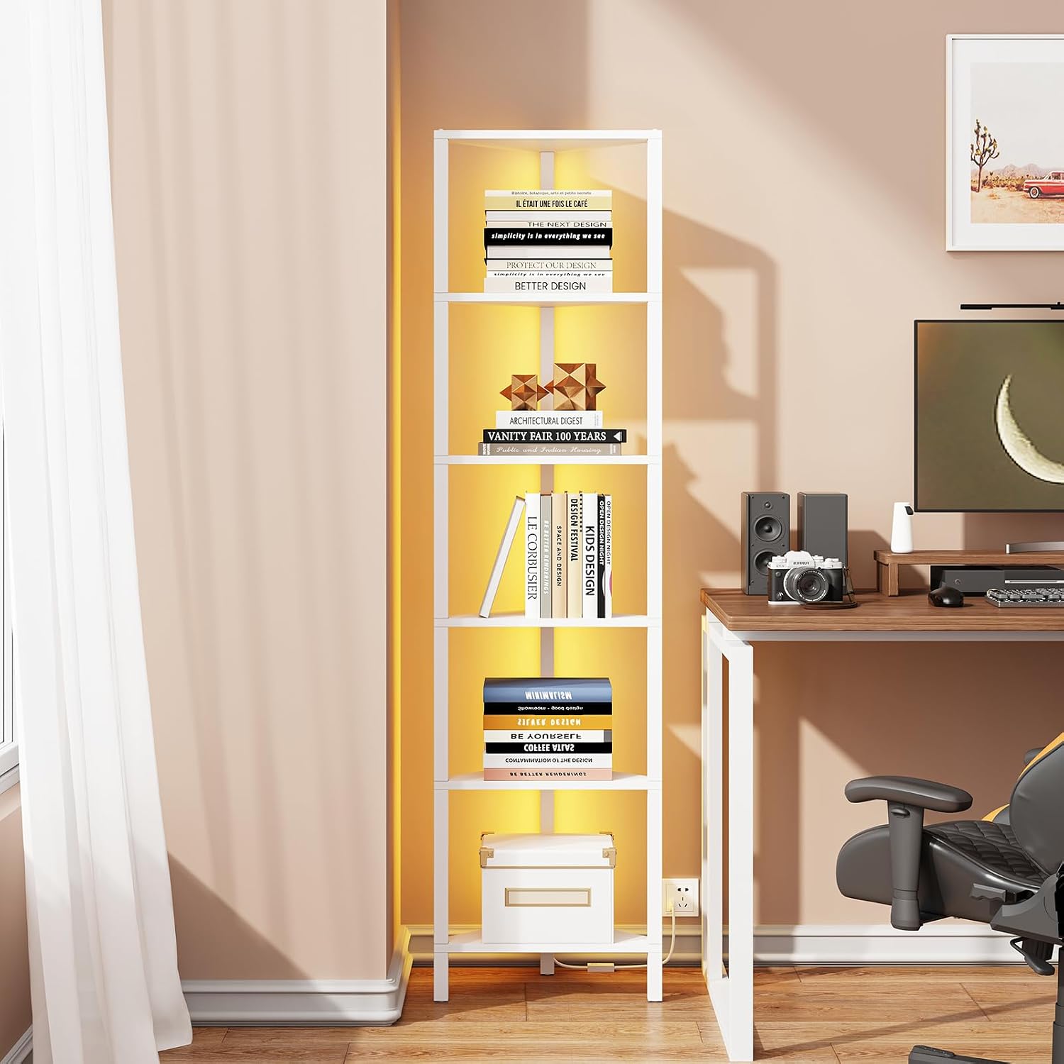 Thumbnail 5 de TUTOTAK Corner Bookshelf with LED Light