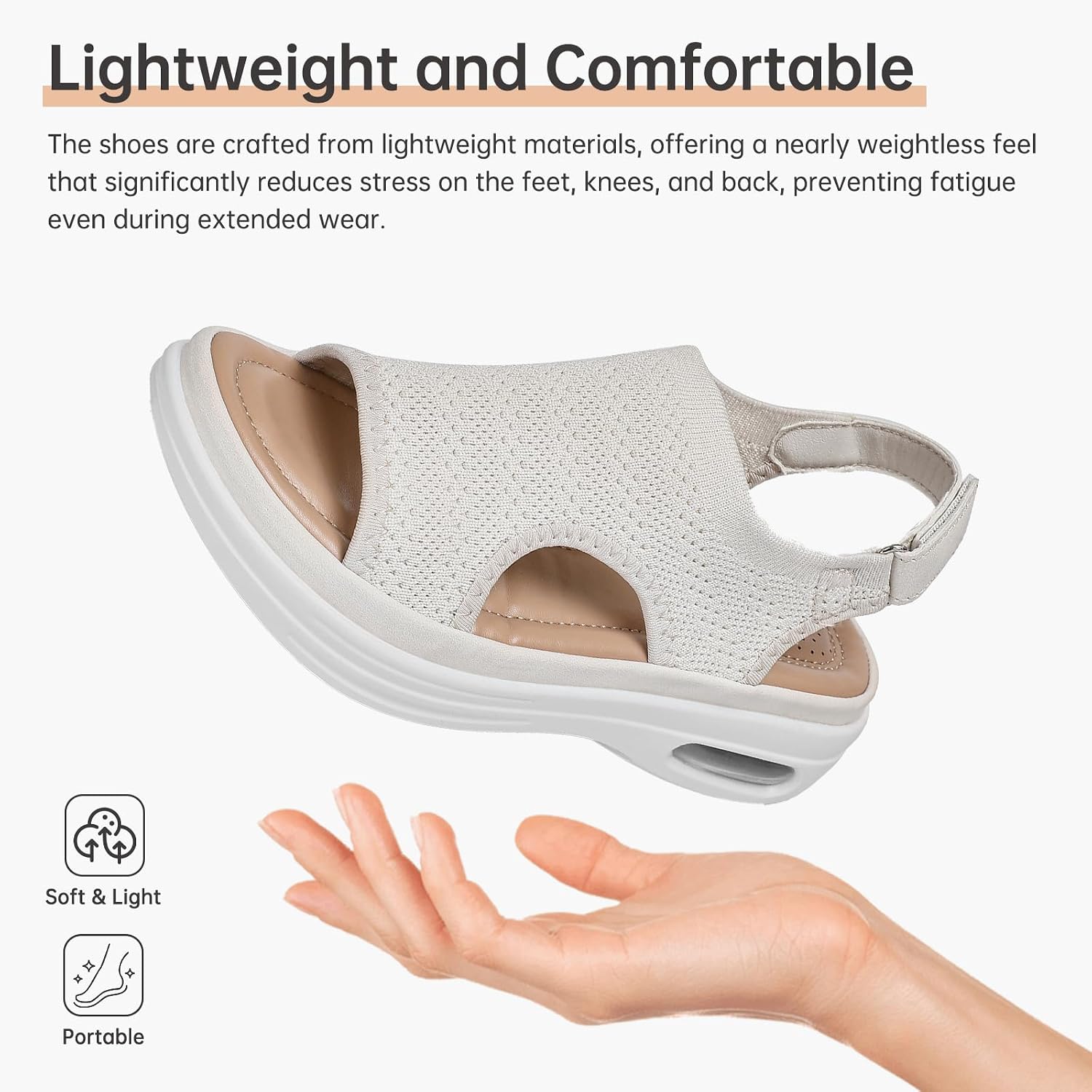 Thumbnail 6 de Bravover Womens Air Cushion Sandals: Breathable Knit Upper, Cushioned Platform for Everyday Walking