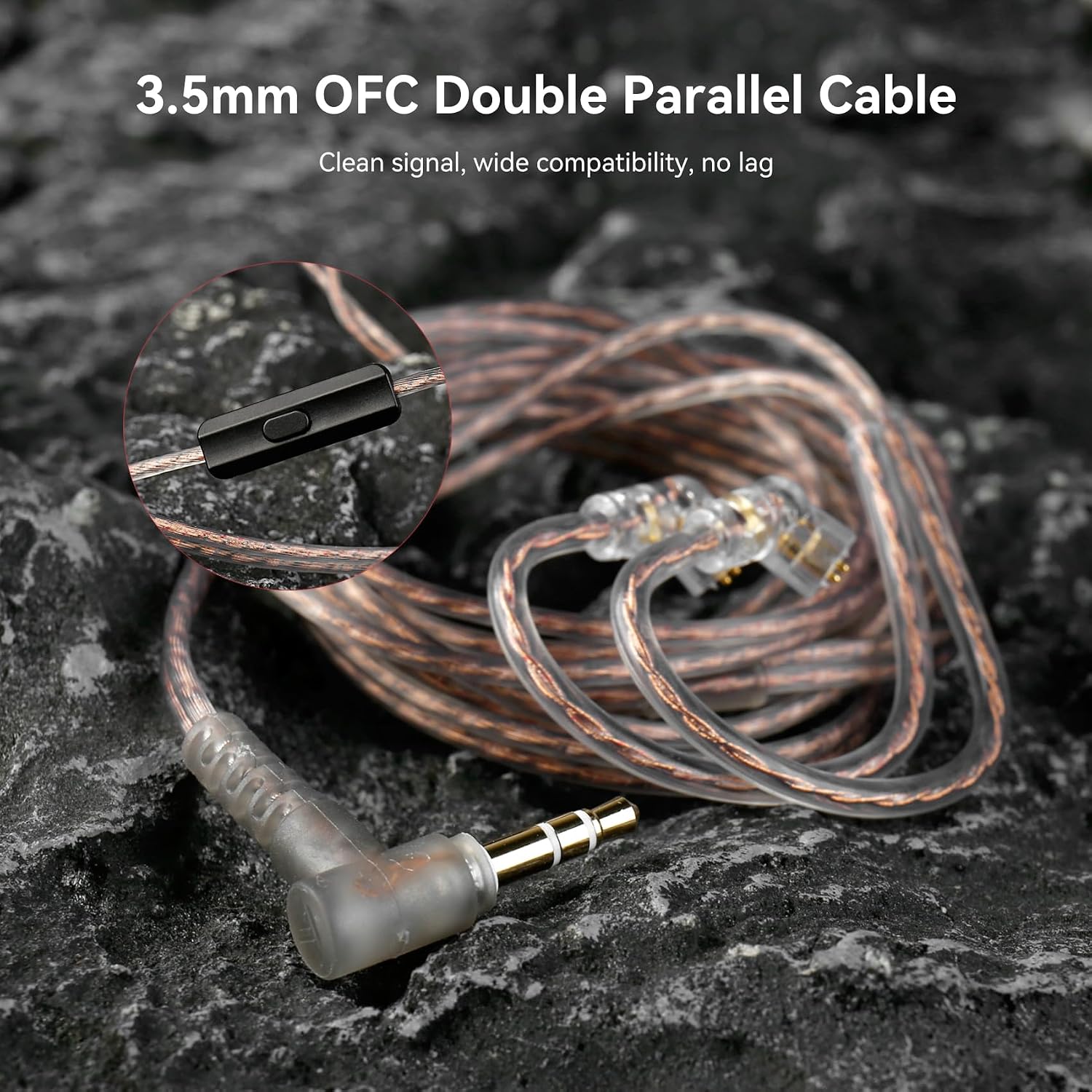 Detalle de Yinyoo KBEAR BK1 Gaming Earbuds with Mic – 10mm Dynamic Driver, 3.5mm Jack