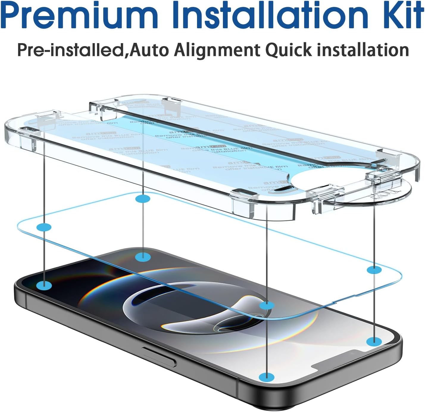 Detalle de amFilm Auto-Alignment OneTouch iPhone 16e Tempered Glass Screen Protector + Camera Lens Protector (2+2 Pack)