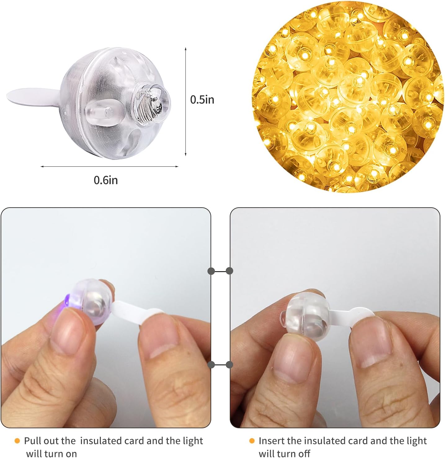 Detalle de Aogist Aogist-01 LED Balloon Lights, 100 Count, Warm White and Waterproof