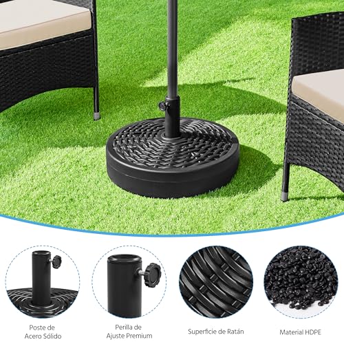 Thumbnail 1 de Yaheetech base per ombrellone da giardino in plastica effetto rattan, riempibile 22L (per pali Ø38/Ø48 mm)
