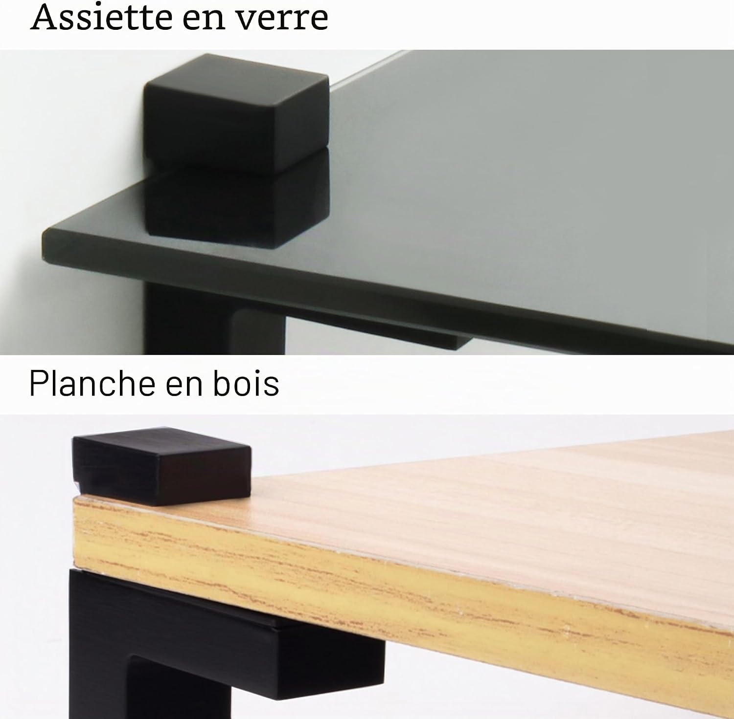 Thumbnail 4 de SAYAYO - 2 supports de tablette en verre réglables, noir mat, EBL008B-2P