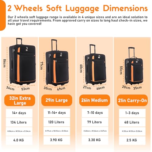 Thumbnail 6 de ATX Luggage Large Expandable Soft Shell Suitcase (120L, 77x49x30 cm) with 3-Digit Lock and 2 Wheels